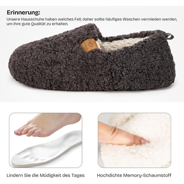 Жіночі теплі халапи EverFoams з штучної вовни та Memory Foam, закриті, сірі (39.5 EU)