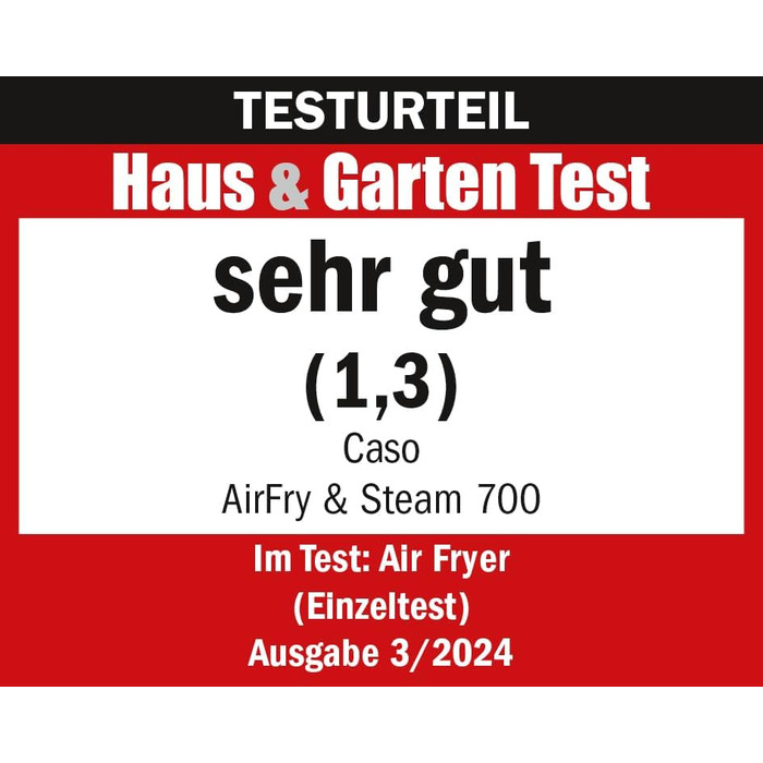 CASO AirFry & Steam 700 — аерофритюрниця та пароварка, 7 л, хрустка скоринка без олії, великий кошик, для здорового приготування страв