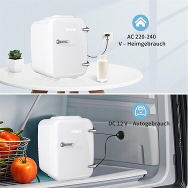 Міні-холодильник YASHE 4л для косметики та напоїв, 220V/12V, термоелектричний, білий
