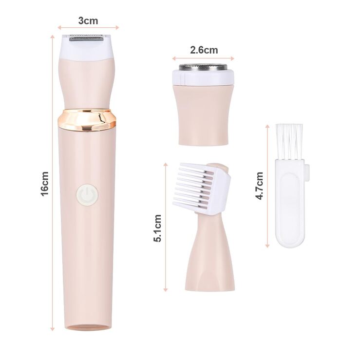 Електричний жіночий стайлер ACWOO 4-в-1: стайлер для тіла, тример для обличчя, носа, вух, зони бікіні, USB-зарядка (рожевий)