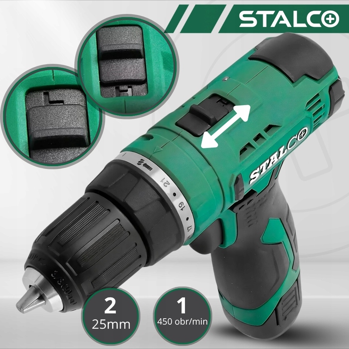 Дриль-шурупокрут 12V 2Ah STALCO S-97108