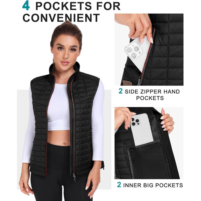 Жіноча тепла безрукавка Little Donkey Andy Puffer Weste для хайкінгу, подорожей та бігу. Чорний колір.