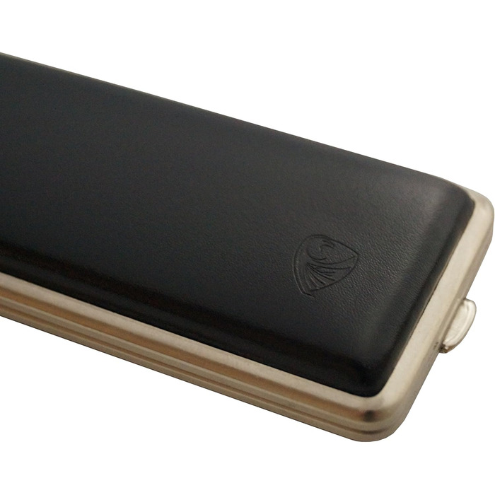 Germanus Cigarette Case, Made in Germany, Black Leather, 85 mm or 100 mm, slim