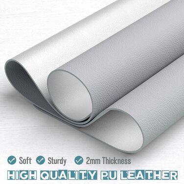 Підкладка для столу Hsurbtra, 75*36.5 см, з PU-шкіри, килимок для миші, захист від ковзання, вологостійка, для офісу та дому (сірий & срібний, двосторонній)