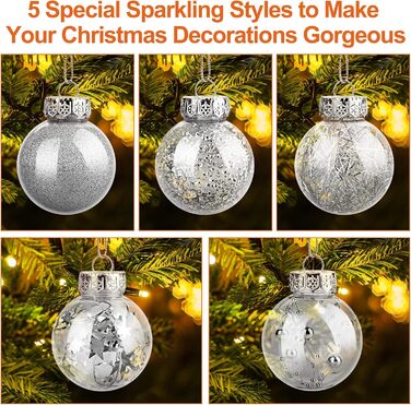 Шарм-кулі для ялинки, пластикові, срібні, 6 см, набір 30 шт. з петелькою