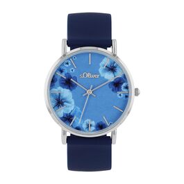 Годинник наручний s.Oliver для жінок, кварцовий, аналоговий, з силіконовим ремінцем, водостійкий 3 bar, у подарунковій коробці (блакитний)