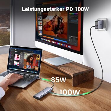 Хаб UGREEN Revodok 109 USB-C з HDMI 4K 60Hz, PD 100W, Gigabit Ethernet, SD/TF, 2xUSB-C, 2xUSB-A - сумісний з iPhone, MacBook, iPad, Surface, Galaxy