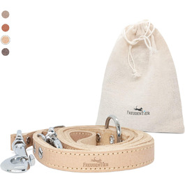 2m Dog Leash made from certified leather - Adjustable training lead - Handmade in EU - Dog Leash for large, medium & small dogs - Leather leash (25mm wide) (16mm width, Sand)