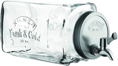 3-Liter Refrigerator Beverage Dispenser with Tap, Glass/Metal, Dimensions: 32.7 x 14 x 18 cm