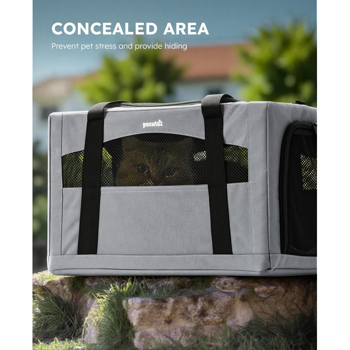 Транспортна сумка для кота Pecute: міцна, легка, складана, для подорожей (темно-зелений/сірий)