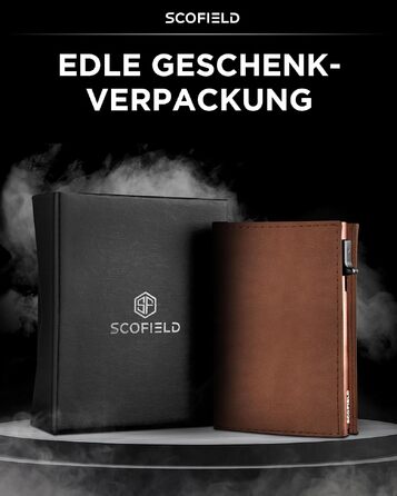 Шкіряний чоловічий гаманець SF SCOFIELD Duality Magflip Slim з RFID захистом та монетницею, коричневий (Vintage Brown - Caramel Brown)