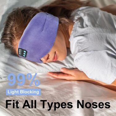 Маска для сну Joythink з Bluetooth 5.3 та навушниками, шовкова, для бічних положень, 16 год автономії, періння для подорожей, медитації (Ліловий)