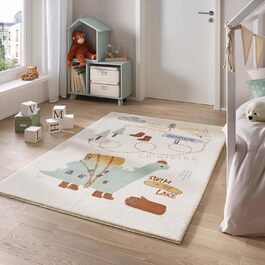 Дитячий килим Taracarpet Dino Camping 160x230 см, м'який для кімнати, сучасний дизайн, підлітковий килимок