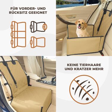 Extra Stable Dog Car Seat - High-Quality Car Seat for Small to Medium Dogs - Reinforced Walls and 3 Straps - Waterproof Dog Car Seat for Back and Front Seats (Beige)