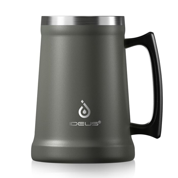 Термокружка для пива Ideus® з нержавіючої сталі, 710 мл, 24oz, сіра - ідеальна для Октоберфесту