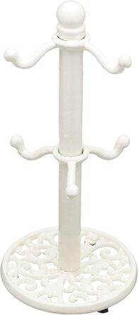 KitchenCraft Traditional Teacup Tree, Cast Iron, White, Holds 6 Cups, 30 cm x 13 cm x 13 cm