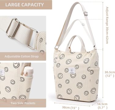 Сумка жіноча KALIDI Cord Shopper: велика сумка на плече для школи, роботи, щоденних покупок (Whitesmile)
