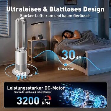 Безлопатевий вентилятор-нагрівач TP18Pro 2-в-1: 10 режимів охолодження, 3 - обігріву, пульт та сенсорне керування, тихий DC-двигун