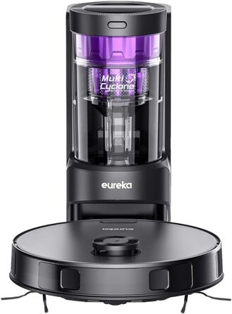 Робот-пилосос EUREKA E10s 2.Gen з вологою тканиною + станція самоочищення (4000Pa, автовизначення килима, підйом мопа, LiDAR-навігація, ідеально проти шерсті тварин, керування через додаток/голос) чорний