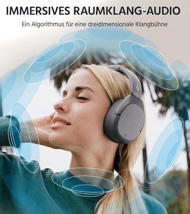 Edifier W830NB Бездротові навушники Over-Ear з ANC -45dB, 94год. акумулятор, LDAC Hi-Res звук, Spatial Audio, швидка зарядка, Bluetooth V5.4 (Сірий)