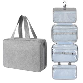 Сумка для туалетних речей AiQInu на гачку, унісекс, для подорожей, з аксесуарами, косметичка, валізка, бірюзова (Сірий-4 Fold)