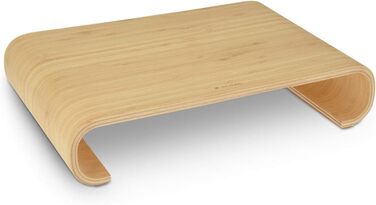 Navaris Monitor Stand - TV Stand - Computer Desk Table Monitor Riser Bank - Light Brown Bamboo Desktop Organizer
