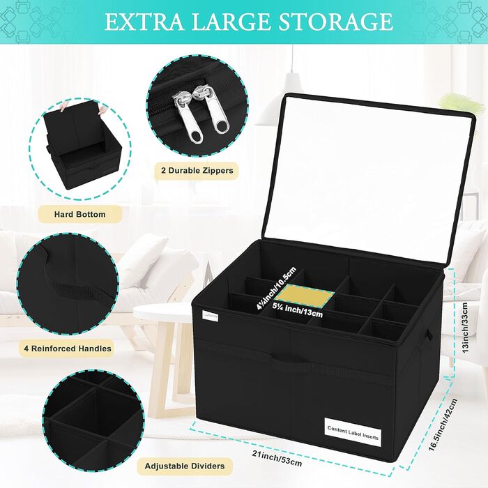 Shoe Organizer for Closet, Fits 16 Pairs, Large Shoe Cabinet, Shoe Box with Transparent Lid, Sturdy Storage Box for Shoe Storage, Space-Saving Shoe Rack with Handles, Black