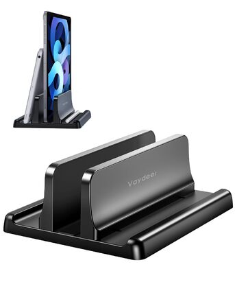 Підставка для ноутбука VAYDEER вертикальна 3в1, чорна. Сумісна з MacBook, iPad, планшетами та ноутбуками до 17.3'