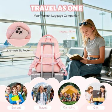 Шкільний рюкзак для дівчаток-підлітків, рожевий, з помпоном, тролей-петлею та світловідбивачами. Великий рюкзак для школи та подорожей, 3-7 клас, водонепроникний