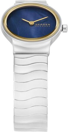 Жіночий наручний годинник Skagen Freja Lille: кварцовий механізм, сталевий ремінець, 26 мм, колір золото та глянцевий чорний