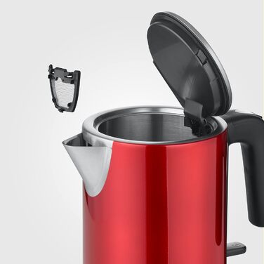 Електричний чайник Severin WK 3427, 1 л, червоний, з фільтром від накипу, нержавіюча сталь