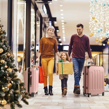 Набір валіз LALAHO 3 шт. з косметичками, рожеве золото, ABS пластик