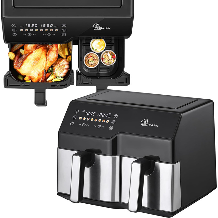 Фритюрниця Extralink 1400W Airfryer 4.2L з 10 функціями, LED-дисплеєм та економним споживанням енергії