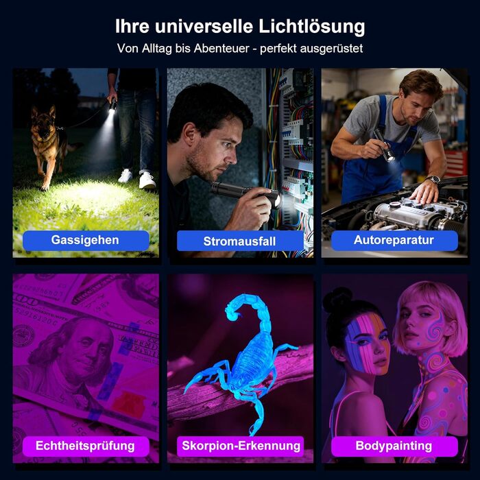 Ліхтар Shadowhawk 2-в-1 LED/UV, акумуляторний, 500000 люмен. Ідеально для інспекції, кемпінгу та відпочинку на природі. З регулюванням яскравості та UV-режимом.