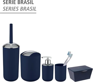 Кошик для косметики та смітника у ванну WENKO Brasil L, 6.5 л, з гойданковим кришкою, ударостійкий пластик, BPA-free, темно-синій