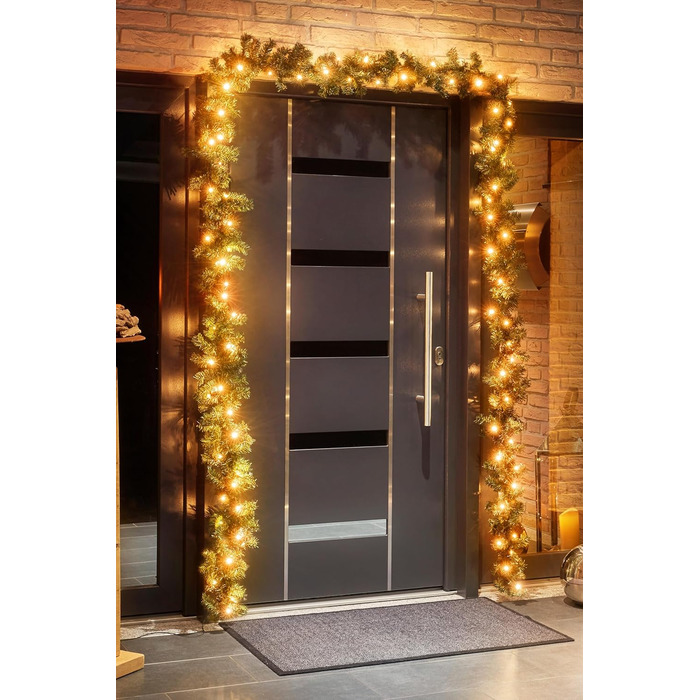 Декоративна гірлянда з LED-підсвічуванням 5 метрів, 80 LED, розширювана, на батарейках, з таймером, шнур 10 метрів, для дому та саду, штучна, тепле біле світло