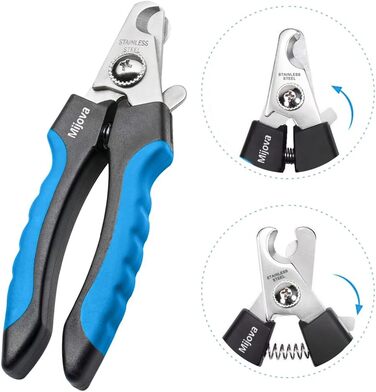 Професійний нігтеріз для собак та котів з захистом від надмірної обрізки, блакитний