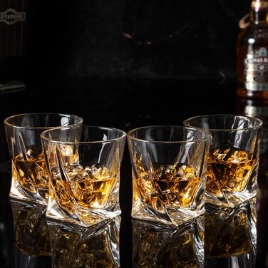 KANARS Whiskey Glasses Set, Lead-Free Crystal Glasses, Whiskey Glass, Beautiful Gift Box, 4-Piece, 300 ml, High Quality