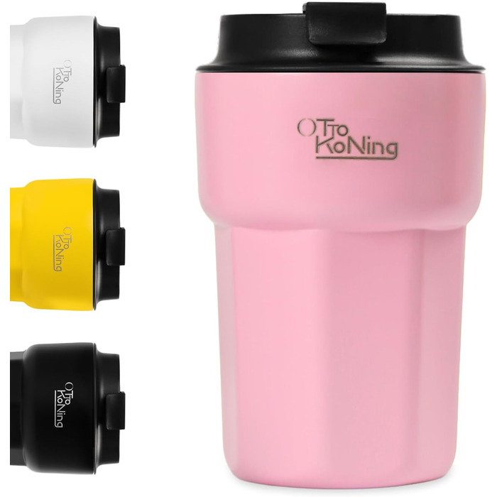 Термокружка 350 мл з кришкою, що не протікає, для кави та чаю, з нержавіючої сталі, рожева