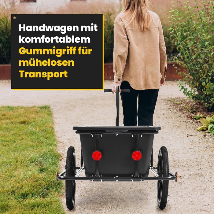 Причіп для велосипеда SAMAX 70 літрів / 60 кг - вантажний причіп з пластиковою ванною, чорний (90л / 80кг, для гірських велосипедів)