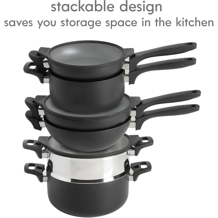 Набір посуду Kenmore 126369.1 з антипригарним покриттям, алюміній, блакитний (9 предметів, чорний)