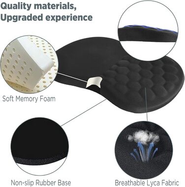 Підставка для зап'ястя Gimars під клавіатуру та мишу з Memory Foam, ергономічна, чорна