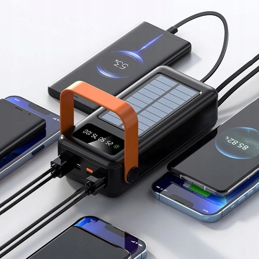Повербанк FUMO 50000 mAh з LED-ліхтариком, 8 USB-портами та сонячною панеллю