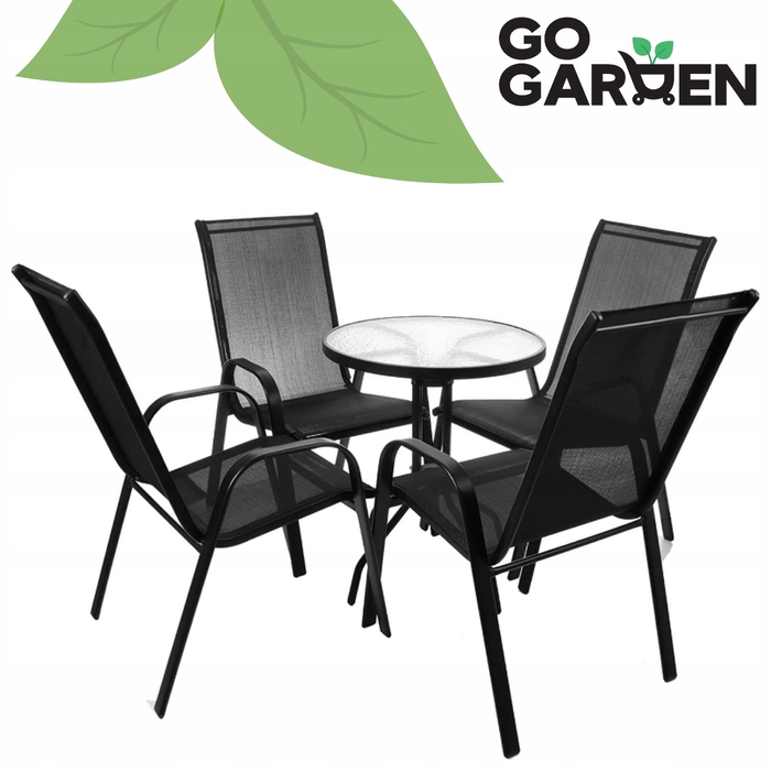 Набір металевих садових стільців GoGarden, чорні, 2 шт.