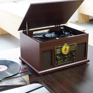 Програвач вінілу HiFi Bluetooth USB Braun: компактна стереосистема з динаміками, регульованим противагом та магнітним картриджем, RCA вихід