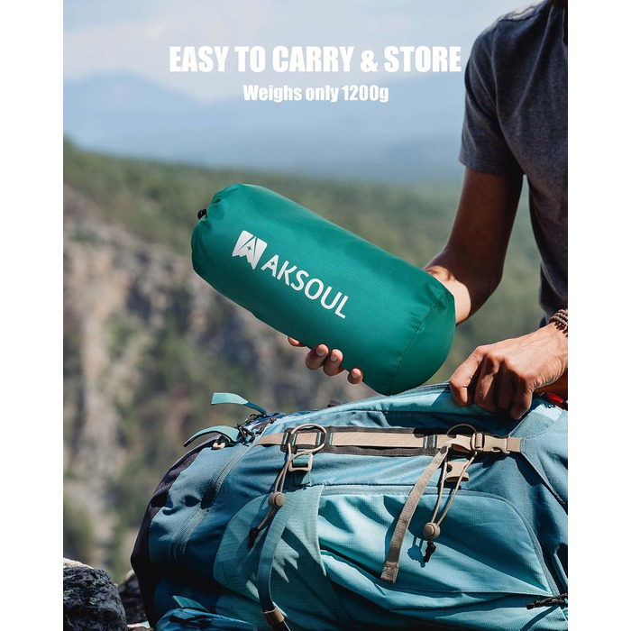 AKSOUL Self-Inflating Camping Air Mattress - Ultralight, Thick (10CM), Foldable Sleeping Pad with Pillow for Trekking, Tent & Outdoor Use