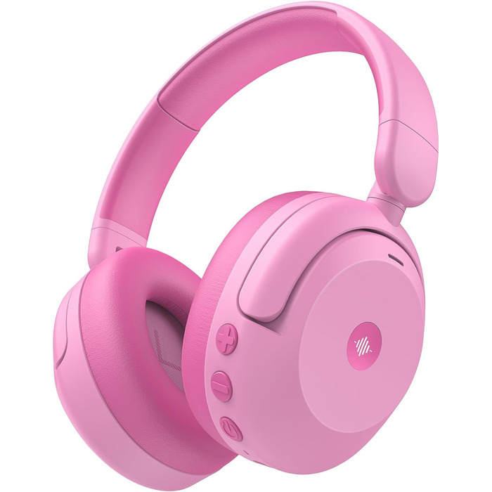 iClever Бездротові навушники з шумозаглушенням для дітей Bluetooth, 60 годин роботи, 80дБ безпечний рівень гучності, зручна посадка, Bluetooth 5.4, AUX кабель для подорожей, білий, зелений, рожевий (C Рожевий)