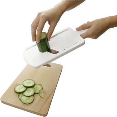 Набір для нарізки овочів Fackelmann з контейнером для залишків – овочерізка з двосторонньою нержавіючою сталлю, преміум-якість, білий/чорний, 1 шт.