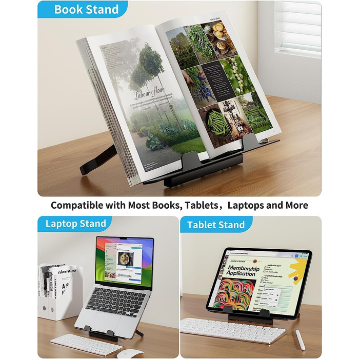 Зламаний столик SAIJI 60x40 см: регульована висота, підставка для книг, ящик, столик для ноутбука/планшета, чорний