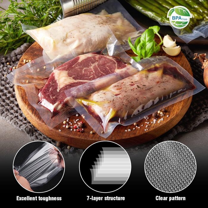Fitge Vacuum Bags 170µm 15x25cm + 20x30cm + 30x40cm 150 Bags for all vacuum sealers Vacuum bags for food BPA-free, strong & tear-resistant Pro vacuum film Sous Vide freezer bags